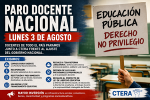 Paro docente nacional del lunes 3 de agosto