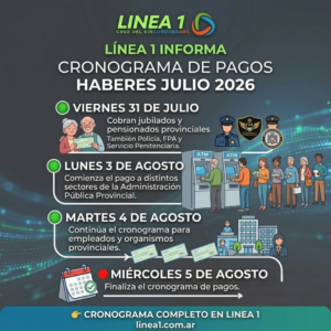 Cronograma de pagos de haberes julio 2026 en Córdoba
