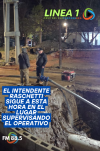 Crisis del agua: El intendente Raschetti sigue a esta hora en el lugar supervisando el operativo