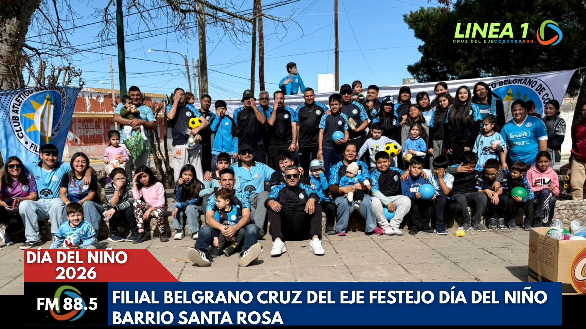 Filial Belgrano Cruz del Eje festejo Día del Niño barrio Santa Rosa