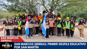 Primer desfile educativo de San Marcos Sierras en homenaje a San Martín