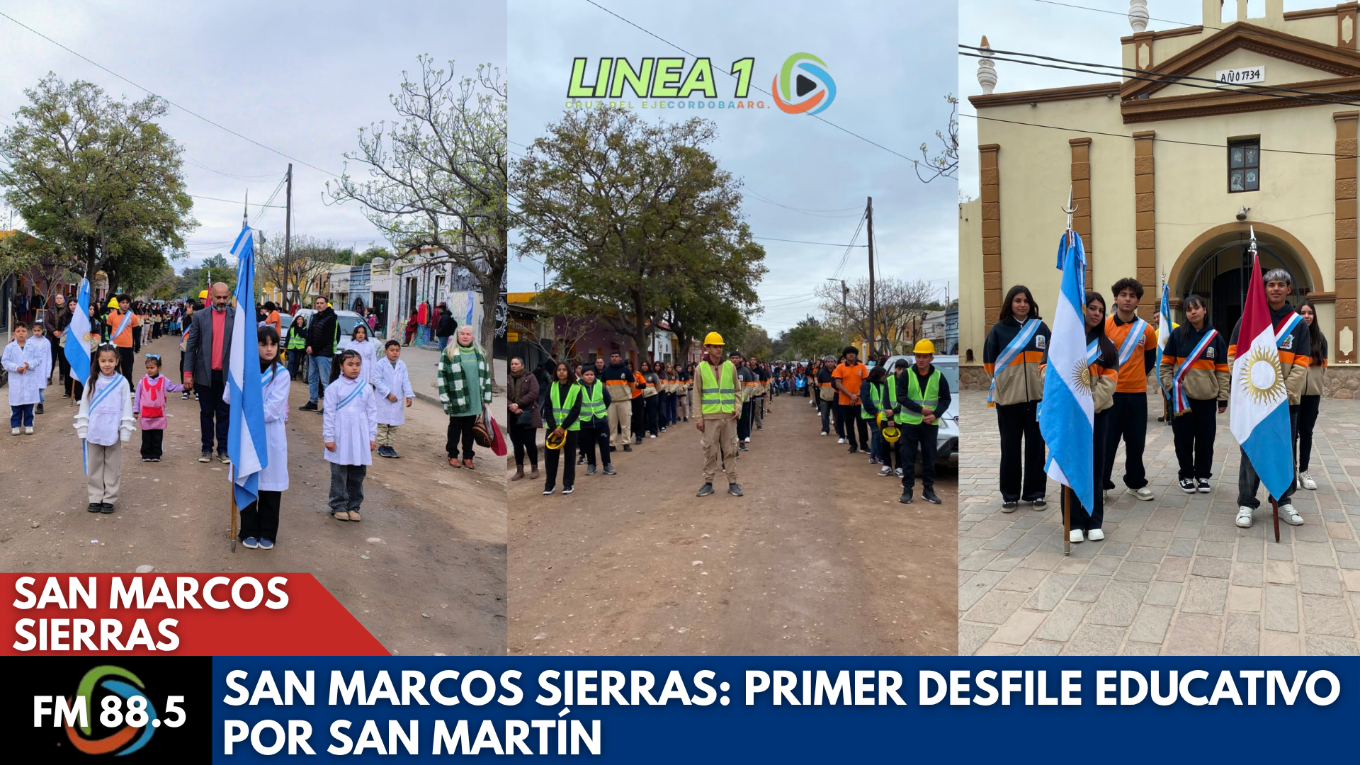 Primer desfile educativo de San Marcos Sierras en homenaje a San Martín