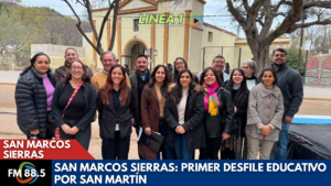 Primer desfile educativo de San Marcos Sierras en homenaje a San Martín