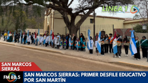 Primer desfile educativo de San Marcos Sierras en homenaje a San Martín