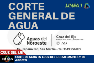 corte de agua en Cruz del Eje