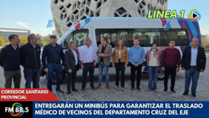 Corredor sanitario provincial: Entregarán un minibús para garantizar el traslado médico de vecinos del departamento Cruz del Eje
