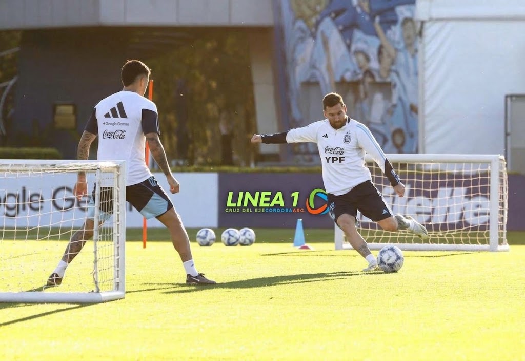 Lionel Messi en su ultimo entrenamiento con la Seleccion Argentina en Ezeiza